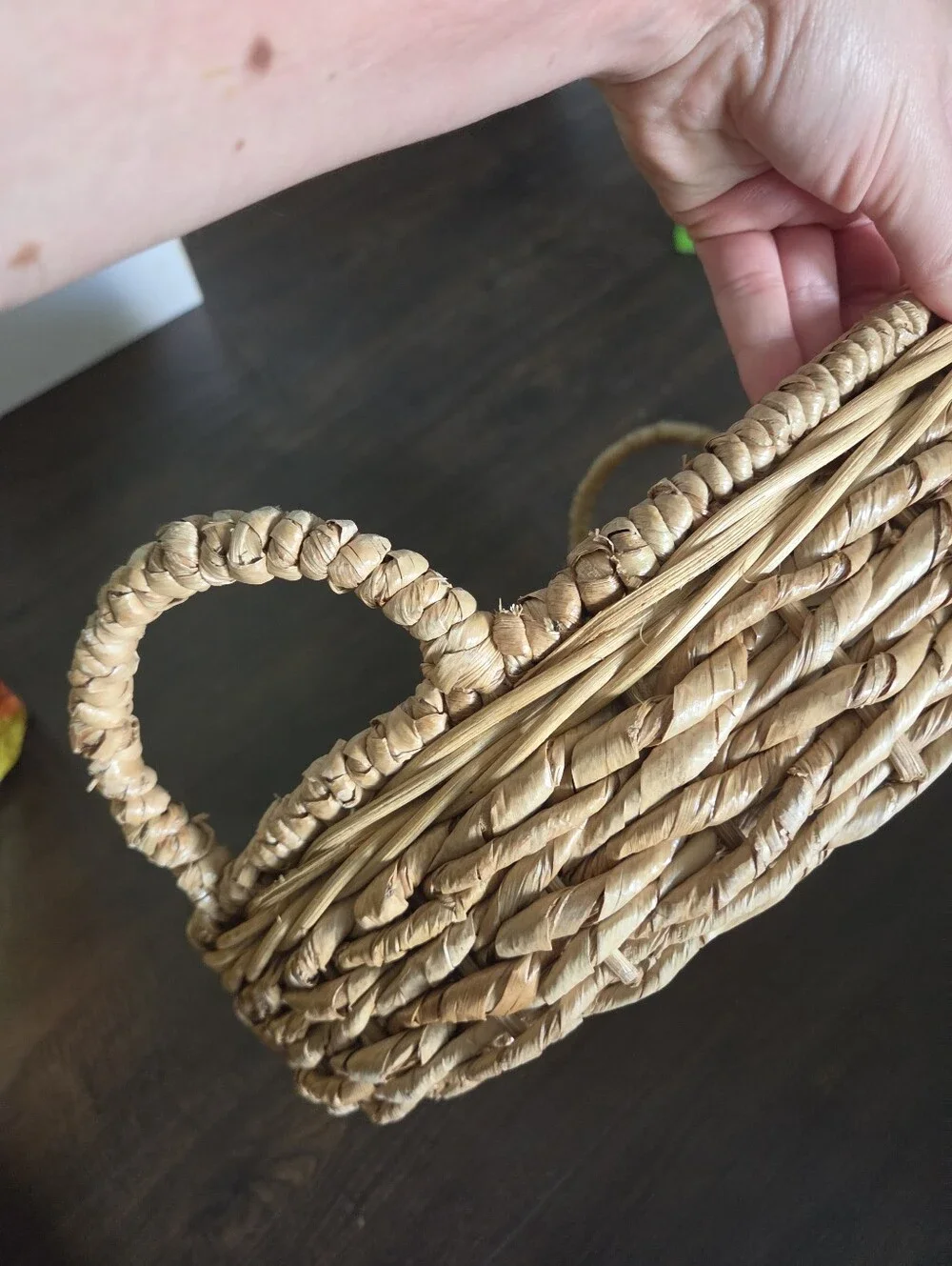 Boho Woven Seagrass Round Tray Basket with Handles | 16